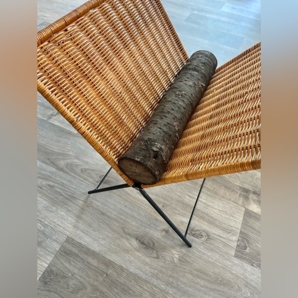 3/75$ Vintage foldable Wicker black metal fire place log holder magazine holder - Picture 8 of 16